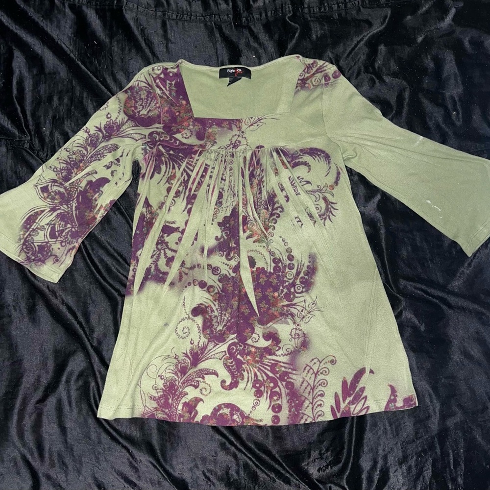 Style & Co. Purple and Green Blouse